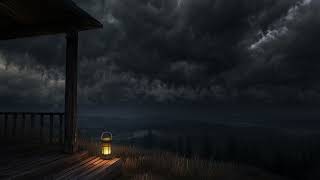 Thundery Night on Cabin Porch Ambience  Calm Before the Storm Deep Rolling Thunder Sounds 3 HOURS [upl. by Atinev]