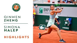 Qinwen Zheng vs Simona Halep  Round 2 Highlights I RolandGarros 2022 [upl. by Shippee]