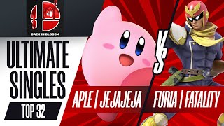 APLE  JeJaJeJa vs FURIA  Fatality  Ultimate Singles Losers Top 32  Back in Blood 4 [upl. by Yllas]