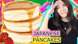 PANQUEQUE JAPONÉS SÚPER ESPONJOSO ⚠️ EXPECTATIVA vs REALIDAD Japanese fluffy Pancakes [upl. by Serdna]