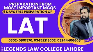 LAT IN 5 DAYS  LAW ADMISSION TEST LEGENDS LAW COLLEGE BY SIR UMAR 03244406608 [upl. by Zurkow91]