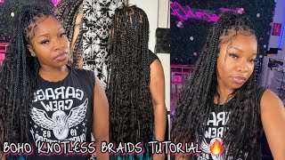 BOHO KNOTLESS BRAIDS TUTORIALCROCHET METHOD Water Wave BULK HUMAN HAIR FtYwigs protectivestyles [upl. by Fuchs299]