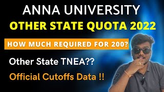 Anna University Other State Quota Cutoff Scores  Official Ranks Data tneacutoff [upl. by Ynad]