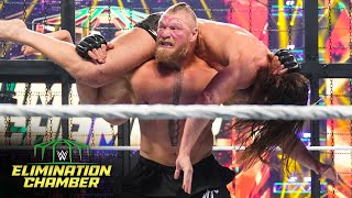 Lesnar eliminates Rollins and Riddle WWE Elimination Chamber 2022 WWE Network Exclusive [upl. by Cyrano]