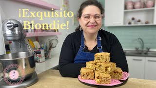 ¡EXQUISITO BLONDIE Brownie de Chocolate Blanco  Andrea Gorigoitia  AG CakeSchool [upl. by Coheman143]