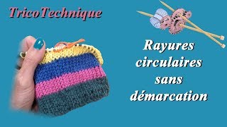 Tutos tricot  Des rayures en circulaire et sans démarcations [upl. by Schwinn]