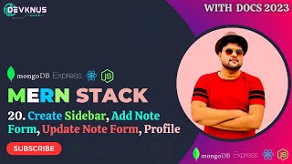 Create Sidebar Add Note Form Update Note Form Profile  Mern Stack Tutorial in Hindi 2023 20 [upl. by Hairam]