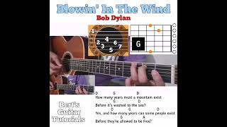 Blowin In The Wind  Bob Dylan guitar chords w lyrics amp plucking tutorial [upl. by Yekcim777]