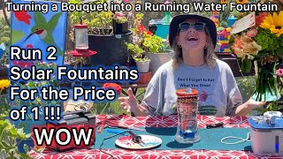 How To Make Hummingbird ENDLESS Water Fountain Flower Vase Bouquet Bird Bath SOLAR Power 2 Fountains [upl. by Essirahs312]