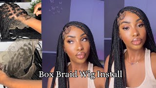 How to Install a HD Lace Front Box Braids WIG 13x4 36inch  Beginner Friendly [upl. by Lau547]