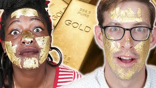 People Try A 24KGold Face Mask [upl. by Shira]