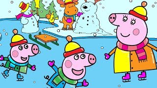 Peppa Wutz Weihnachten ⛸️ Schlittschuhlaufen mit Peppa ⛸️ Peppa Pig coloring book [upl. by Treat]