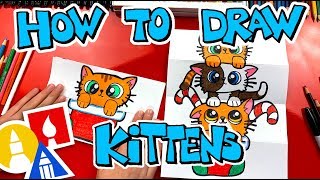 How To Draw A Christmas Kitten Stack Folding Surprise [upl. by Ophelia723]