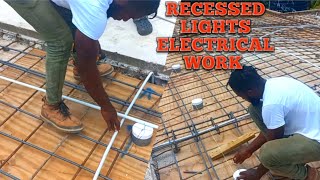 HOW TO INSTALL RECESSED LIGHTS IN DECKING SLAB CONSTRUCTION ELECTRICAL WORK [upl. by Primavera594]