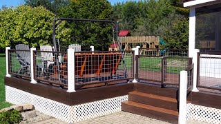 Invisible DIY Hog Wire Railings for a GREAT deck view Lattice and Fascia 100 DONE [upl. by Hatokad739]