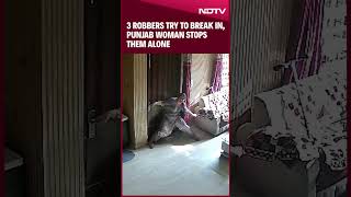 Punjab News  Caught On CCTV 3 Robbers Try To Break In Punjab Woman Stops Them Alone [upl. by Aeret]