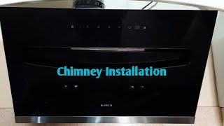 Chimney Installation by Technician in Kitchen Elica Motion Sensor Chimney  Modular Kitchen Chimney [upl. by Anneyehc]