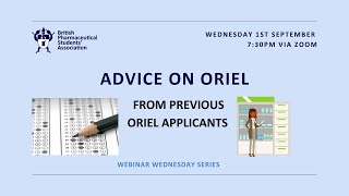 Advice on Oriel  Webinar Wednesday [upl. by Sylas]