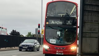 Journey on the Arriva London Wright Gemini 2 B5LH HV75 LJ62 BWF on bus route 217 [upl. by Sucam]