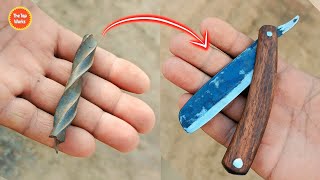 Old Rusty drill bit turned into a Sharp Straight Razor  Blacksmithing projects [upl. by Blondelle]