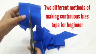 Two different methods of making continuous bias tape  how to make continuous bias tape or binding [upl. by Haerb]