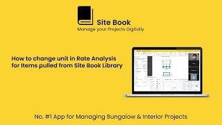 17 How to change unit in Rate Analysis for Items pulled from Site Book Library [upl. by Gnos]