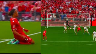 yussuf poulsen insane bicycle kick vs Serbia 😨😱 [upl. by Gerek]