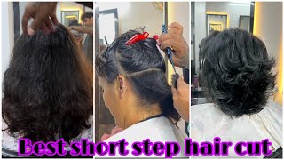 How to Short step with Layer hair cut कैसे करेंstep by stepeasy wayat homeस्टेप हेअर कट आसनी से [upl. by Nitniuq]