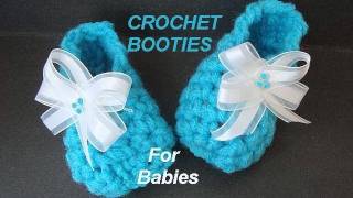 CROCHET PATTERN LITTLE BLUE BABY BOOTIES [upl. by Bysshe]