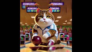 Amythe fat brown cat is a Bowling Champion cat cute funny pets shorts [upl. by Siurtemed658]