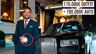 GESCHÄFTSMANN MIT 170000€ OUTFIT  700000€ AUTO 😱💸  WIE VIEL IST DEIN OUTFIT WERT   MAHAN [upl. by Nyllaf]