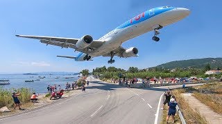 SKIATHOS 2018  LOW LANDINGS Go Arounds and JETBLASTS  Boeing 757 only 4K [upl. by Icam]