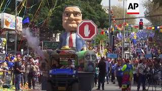 Floats parades and costumes as Israelis mark Purim festival [upl. by Phoebe]