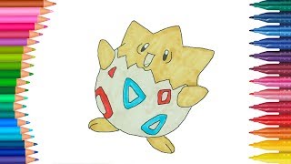 Pokemon Togepi  Wie zeichnet und färbt  Kleine Hände Malbuch [upl. by Bina]