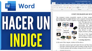 Como Hacer Un Indice En Word 2024 [upl. by Ahsienar845]