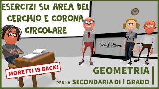 Esercizi su area del cerchio e corona circolare  Geometria  Scuola Media [upl. by Akilat59]