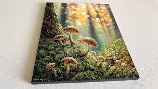 EASY Acrylic Painting Technique  Mushroom Forest Painting for Beginners [upl. by Ueik]