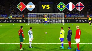 Messi amp CRonaldo VS Neymar amp Haaland amp Mbappe  Penalty Shootout  eFootball PES Gameplay [upl. by Frick]