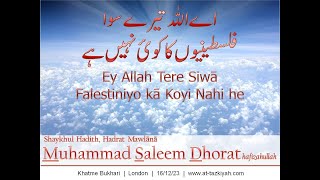 Ey Allah Tere Siwa Falestiniyo ka Koyi Nahi he  Shaykh Muhammad Saleem Dhorat hafizahullah [upl. by Serle966]