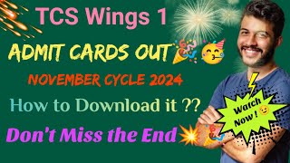 Wings1 Admit card November cycle out Download now Hall ticket nov exam tcs wings1 hallticket [upl. by Seniag766]