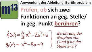 Prüfen ob sich zwei Graphen in einem gemeinsamen Punkt berühren Berührproblem Ableitung [upl. by Idok]