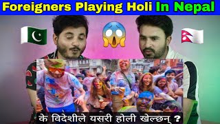 NEPALS HOLI FESTIVAL 🇳🇵 Pokhara WILD EXPERIENCE  Foreigners Playing Holi in Nepal  Reaction [upl. by Schindler]