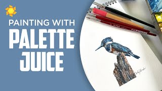 Painting a Kingfisher with palette juice — and refinement with a dip pen [upl. by Ajit]