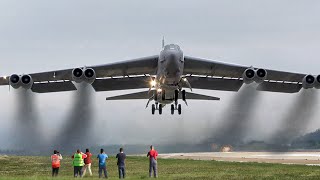 US Pilot Throttles B52 Engines to Their Limits During Scary Smoky Takeoffs [upl. by Otti]