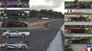 Speed Comparison Raidillon  GTP  LMP2  GT3 GT3cup  GT4  DW12  F3  FF1600  FVEE [upl. by Yuille]