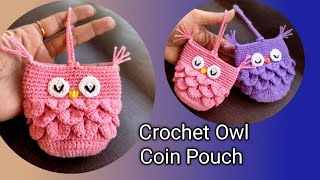 Crochet Owl Coin Pouch crochetpouch crochetairpodscase [upl. by Heyde]