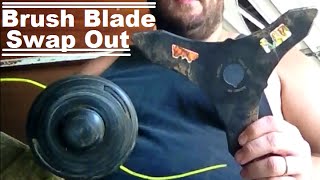 DIY How To Turn Your Weed Trimmer Head Into A Brush Cutter Blade To Clear Land And Property [upl. by Adamik]