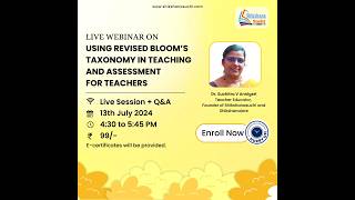 Webinar on Using Revised Bloom’s Taxonomy in Teaching and Assessment teacher teachertraining [upl. by Gilemette]