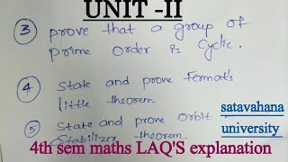 4th sem maths LAQS explanation Fermats little theorem and orbit  stabilizer theorem [upl. by Krispin]