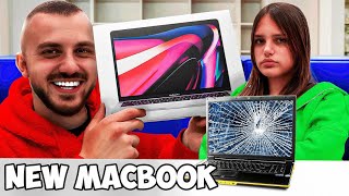 I DESTROYED MY SISTERS LAPTOP AND SURPRISED WITH A NEW MACBOOK PRO 😱😱 [upl. by Medardas]